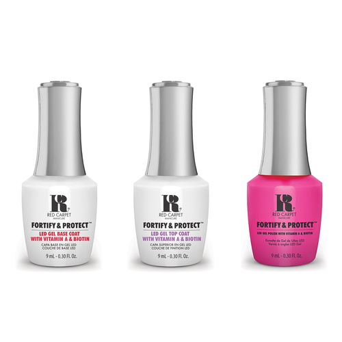 Red Carpet Manicure - Fortify & Protect Combo - Base, Top & Dressed To Impress 0.3 oz