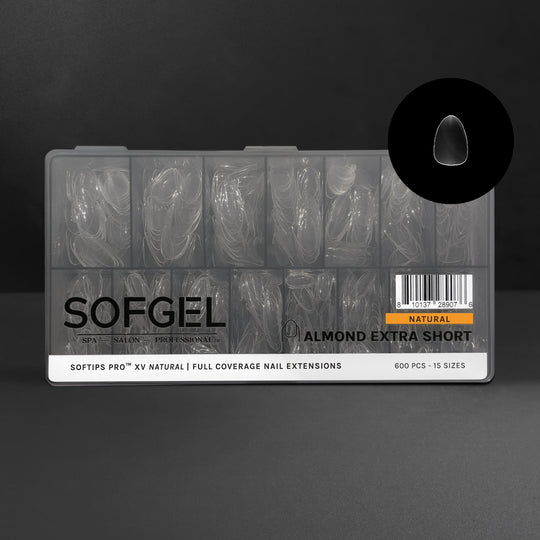 SOFGEL - Softips Pro XV Natural Almond Extra Short - (600 Pcs)