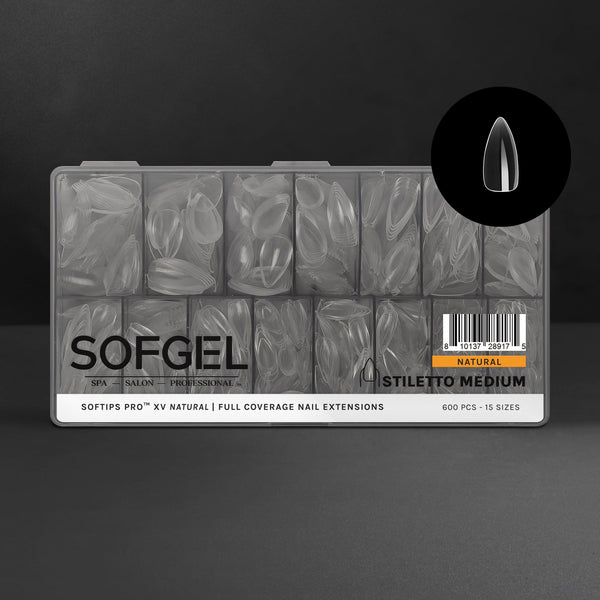 SOFGEL - Softips Pro XV Natural Stiletto Medium - (600 Pcs)