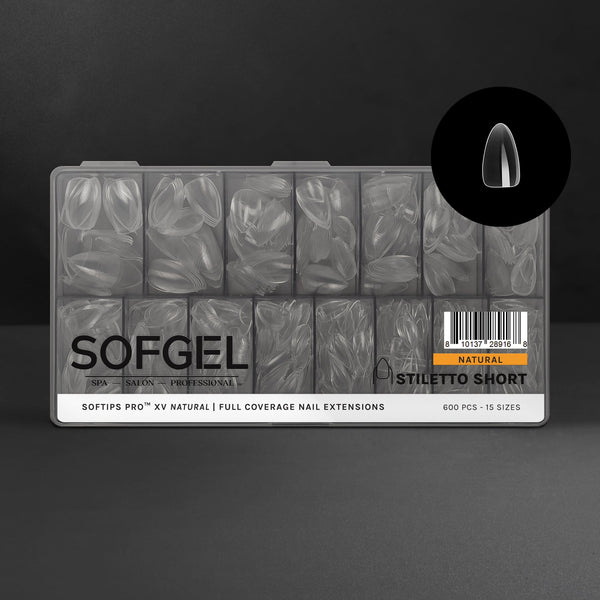 SOFGEL - Softips Pro XV Natural Stiletto Short - (600 Pcs)