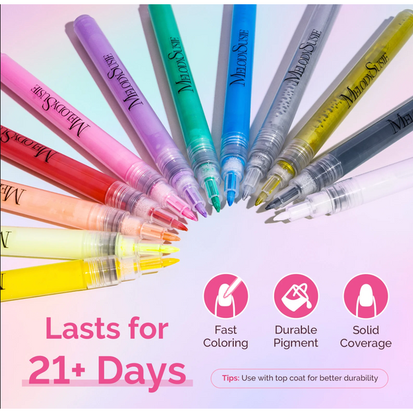 MelodySusie - Nail Art Pens Set 12 Colors - 0.5Mm