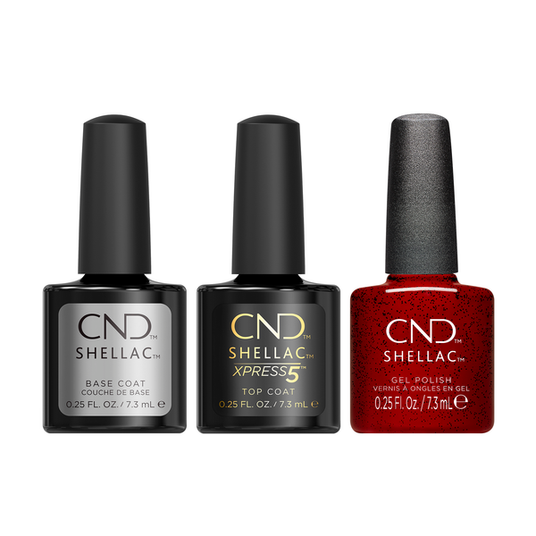 Shellac Fiery Red CND Shellac Xpress5 Combo Base Top & Needles & Red – Sleek Nail