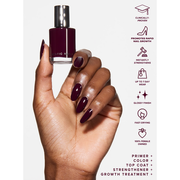 Static Nails - 5 In 1 Rapid Growth Treatment - Cherry Noir