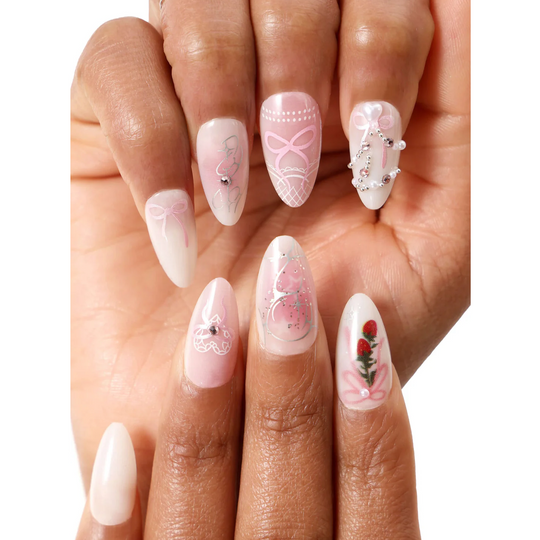 Never Have I Ever - Strawberries N Crème - Almond Press-On Nails