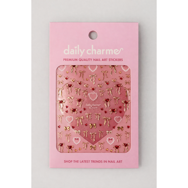 Daily Charme - Valentine Bejeweled Nail Art Sticker / Lovely Fairy Bows