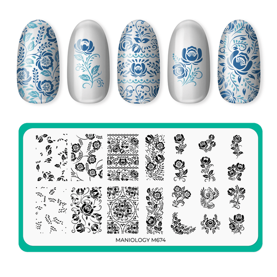 Maniology - Stamping Plate - Gzhel Roses - M674