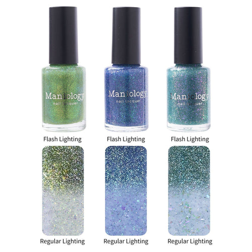Maniology - Stamping Nail Polish - Morning Dew: 3-Piece Flakies Jelly With Reflective Glitter Nail Polish Set