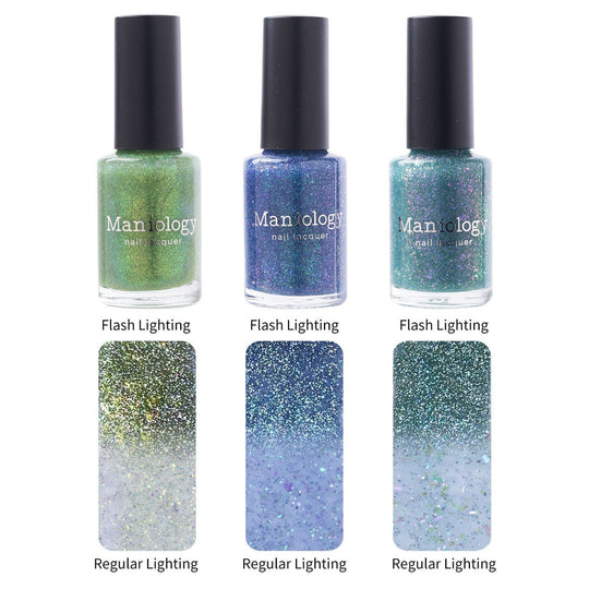 Maniology - Stamping Nail Polish - Morning Dew: 3-Piece Flakies Jelly With Reflective Glitter Nail Polish Set
