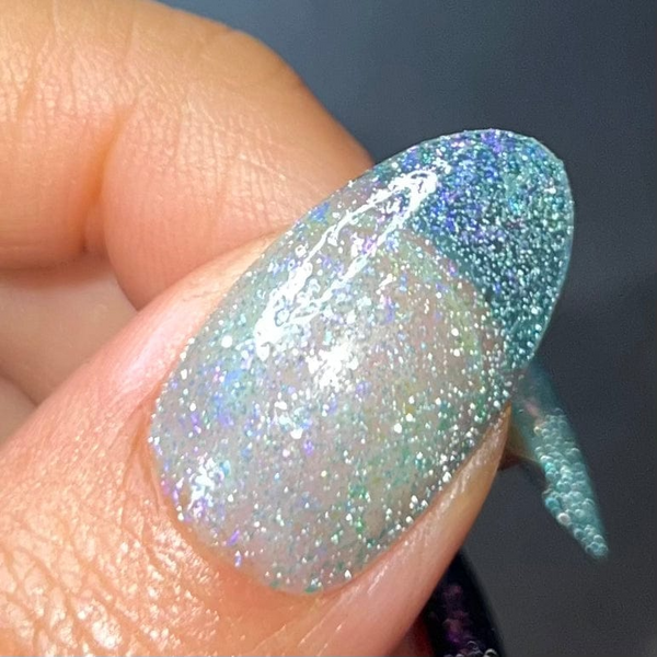 Maniology - Stamping Nail Polish - Morning Dew: First Light #P161 - Teal Flakies Jelly Nail Polish With Reflective Glitter