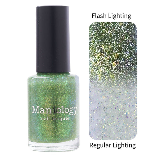 Maniology - Stamping Nail Polish - Morning Dew: Grass Leaf #P163 - Green Reflective Glitter Jelly Nail Polish