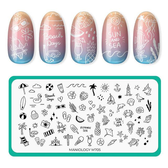 Maniology - Stamping Plate - Tan Lines & Sunshine (M705)