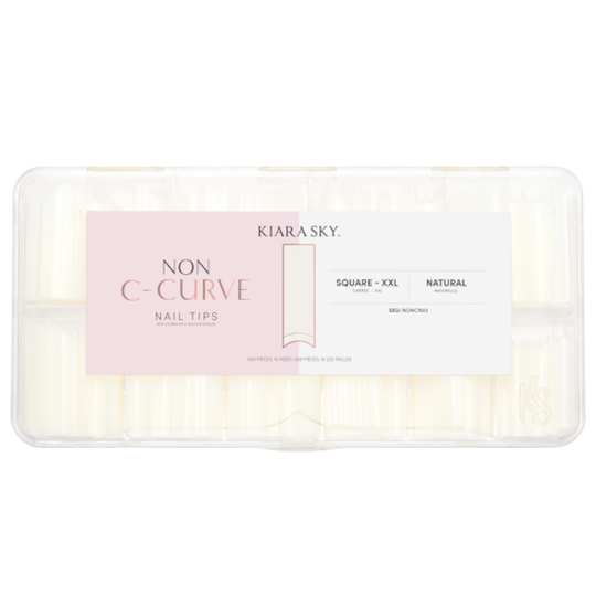 Kiara Sky - Gelly Tips - Non C-Curve Nail Tips -Natural Square XXL