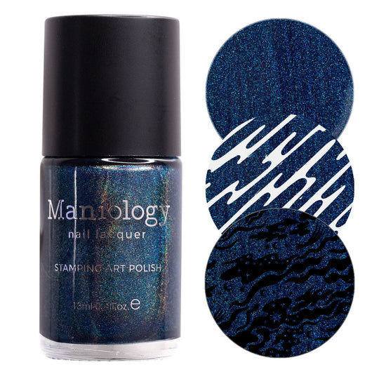 Maniology - Stamping Nail Polish - Deep Space #B505- Holographic Navy Blue