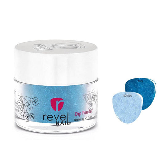 Revel Nail - MC13 Whirlpool Blue Glitter Dip Powder