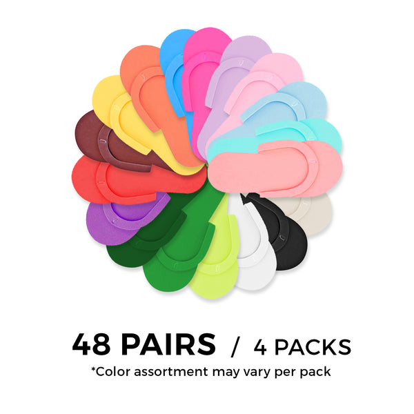 Eva - Disposal Foam Slippers - 4 packs / 48 pairs - Assorted Colors