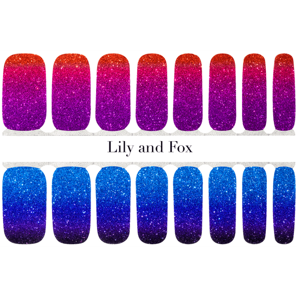 Lily And Fox - Nail Wrap - Swimming At Sunset (Glitter)