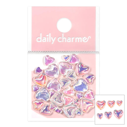 Daily Charme - Iridescent Bubble Hearts Mix - Clear AB & White