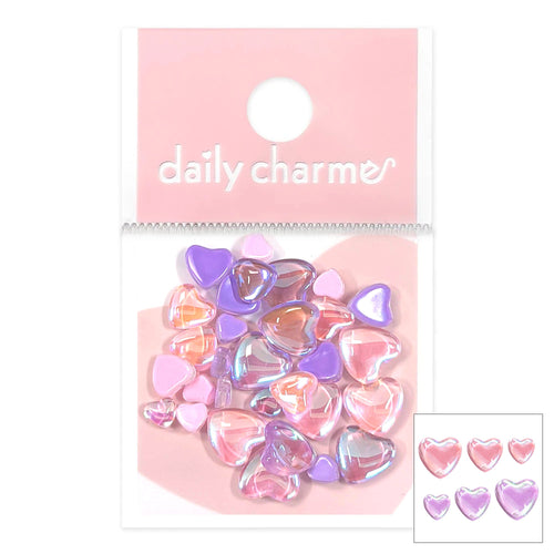 Daily Charme - Iridescent Bubble Hearts Mix - Pink & Purple