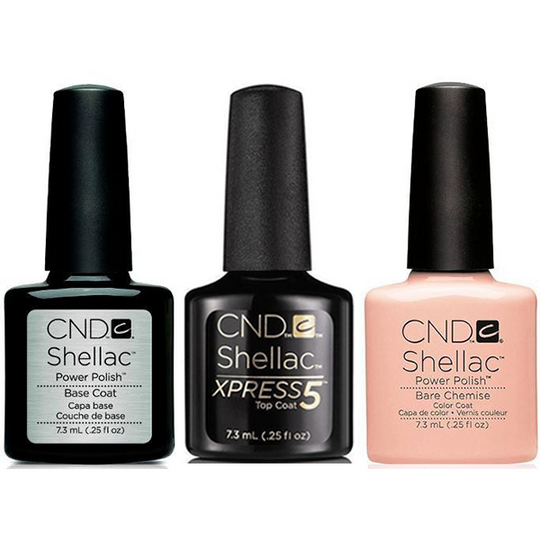 CND - Shellac Xpress5 Combo - Base, Top & Bare Chemise (0.25 oz)