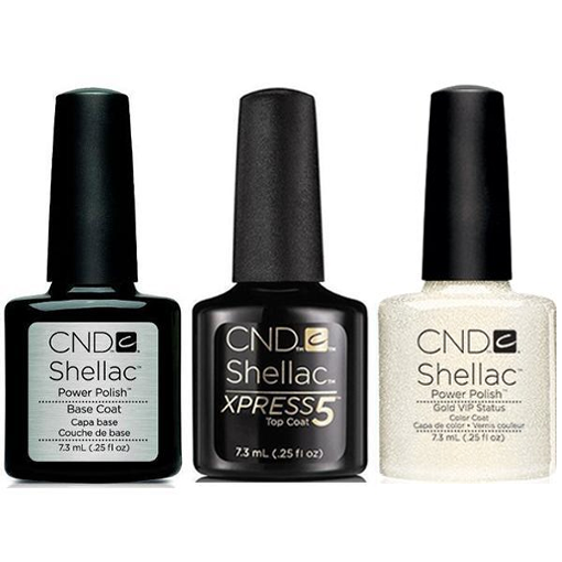 CND - Shellac Xpress5 Combo - Base, Top & Gold VIP ( 0.25 oz )