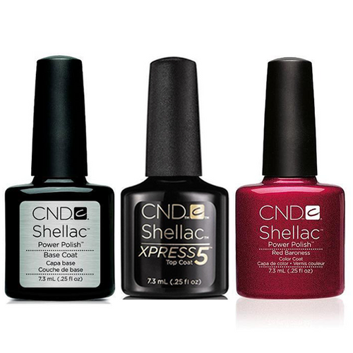 CND - Shellac Xpress5 Combo - Base, Top & Red Baroness (0.25 oz)