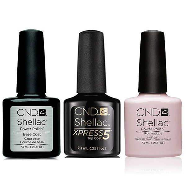 CND - Shellac Xpress5 Combo - Base, Top & Romantique (0.25 oz)