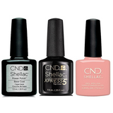 CND - Shellac Xpress5 Combo - Base, Top & Soft Peony (0.25 oz)