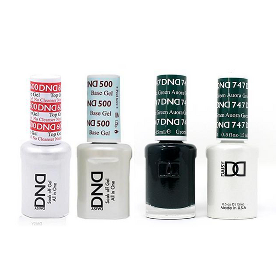 DND - #500#600 Base, Top, Gel & Lacquer Combo - Aurora Green - #747