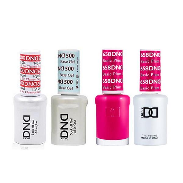 DND - #500#600 Base, Top, Gel & Lacquer Combo - Basic Plum - #658
