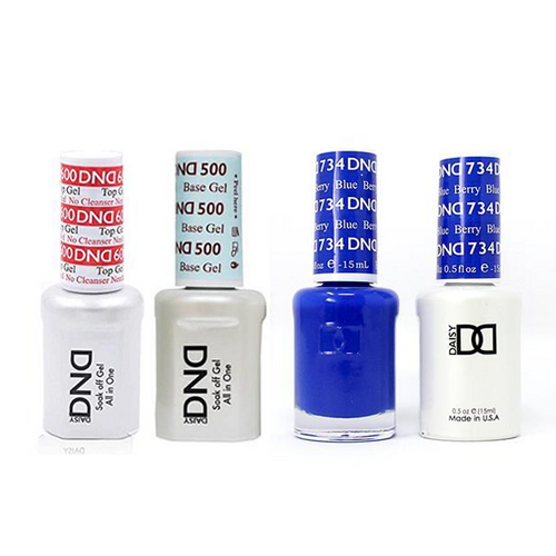 DND - #500#600 Base, Top, Gel & Lacquer Combo - Berry Blue - #734