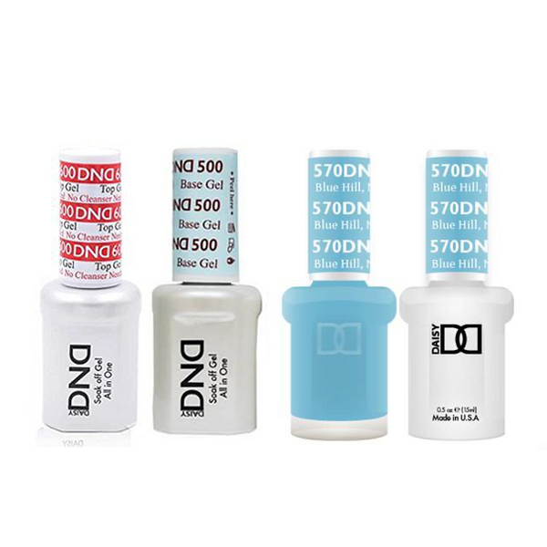 DND - #500#600 Base, Top, Gel & Lacquer Combo - Blue Hill - #570