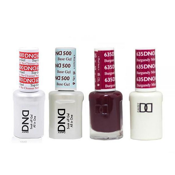 DND - #500#600 Base, Top, Gel & Lacquer Combo - Burgundy Mist - #635