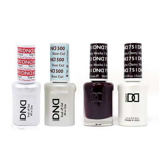 DND - #500#600 Base, Top, Gel & Lacquer Combo - Cherry Mocha - #751