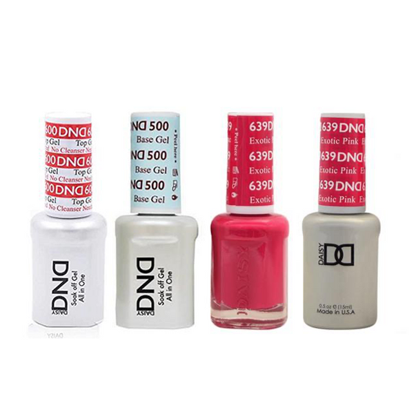 DND - #500#600 Base, Top, Gel & Lacquer Combo - Exotic Pink - #639