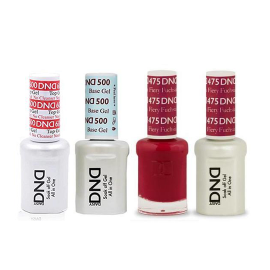 DND - #500#600 Base, Top, Gel & Lacquer Combo - Fiery Fuschia - #475