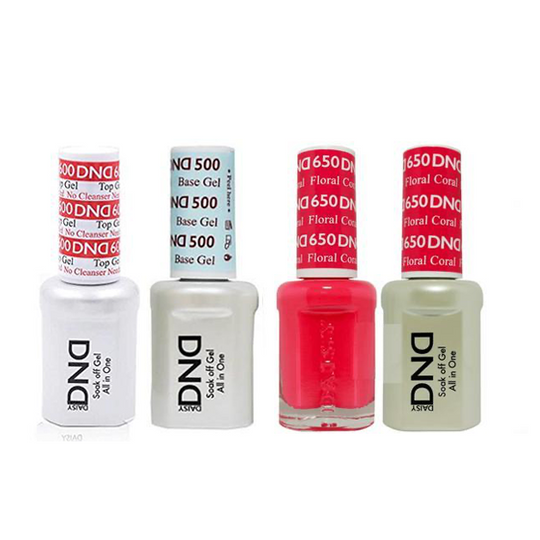 DND - #500#600 Base, Top, Gel & Lacquer Combo - Floral Coral - #650