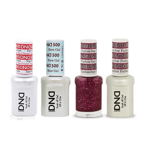 DND - #500#600 Base, Top, Gel & Lacquer Combo - Fuchsia Star - #403