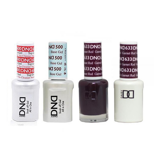 DND - #500#600 Base, Top, Gel & Lacquer Combo - Garnet Red - #633