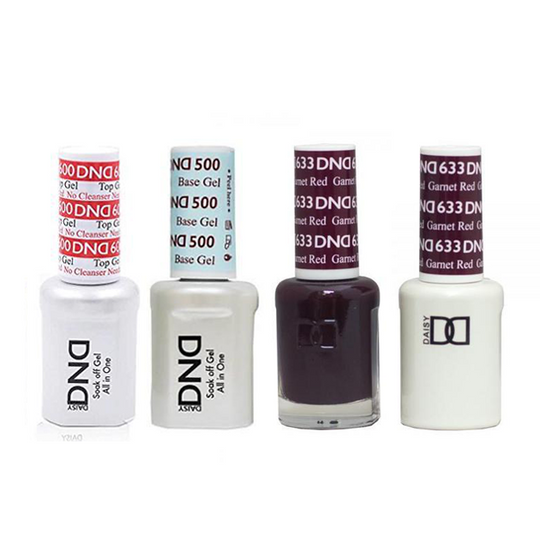 DND - #500#600 Base, Top, Gel & Lacquer Combo - Garnet Red - #633