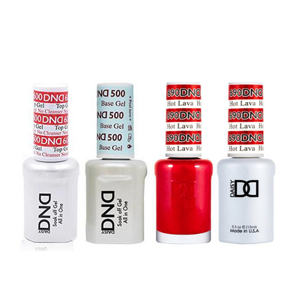 DND - #500#600 Base, Top, Gel & Lacquer Combo - Hot Lava - #690