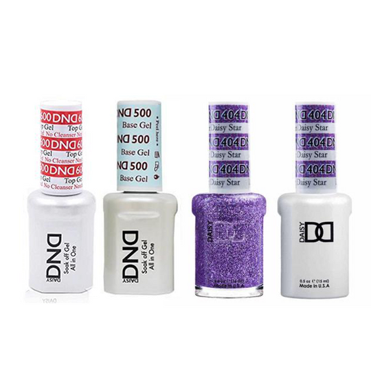 DND - #500#600 Base, Top, Gel & Lacquer Combo - Lavendar Daisy Star - #404
