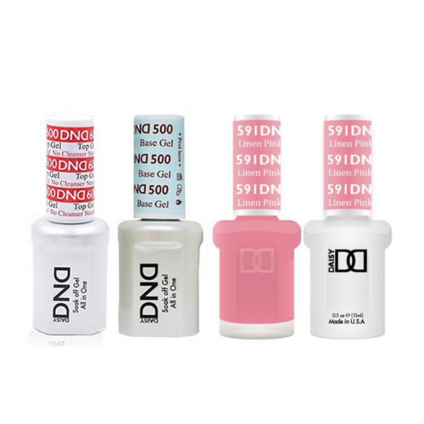 DND - #500#600 Base, Top, Gel & Lacquer Combo - Linen Pink - #591