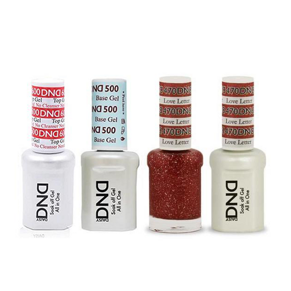 DND - #500#600 Base, Top, Gel & Lacquer Combo - Love Letter - #470