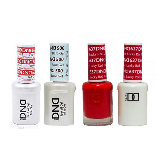 DND - #500#600 Base, Top, Gel & Lacquer Combo - Lucky Red - #637