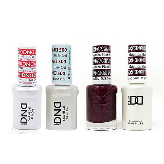 DND - #500#600 Base, Top, Gel & Lacquer Combo - Metallica Plum - #768