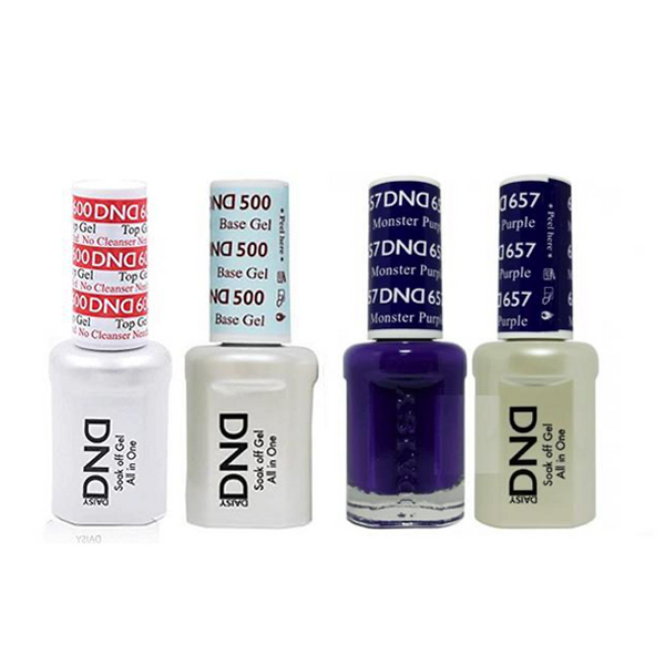 DND - #500#600 Base, Top, Gel & Lacquer Combo - Monster Purple - #657