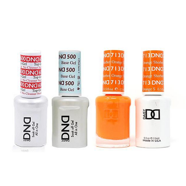 DND - #500#600 Base, Top, Gel & Lacquer Combo - Orange Sherbet - #713