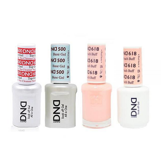 DND - #500#600 Base, Top, Gel & Lacquer Combo - Peach Buff - #618
