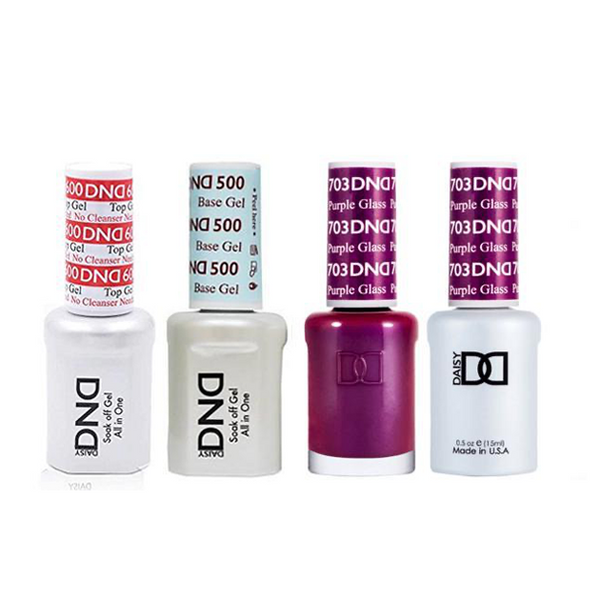 DND - #500#600 Base, Top, Gel & Lacquer Combo - Purple Glass - #703