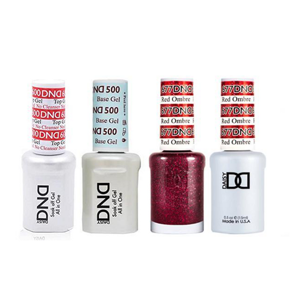 DND - #500#600 Base, Top, Gel & Lacquer Combo - Red Ombre - #677